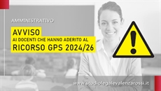 AVVISO ai docenti che hanno aderito al RICORSO GPS 2024/2026